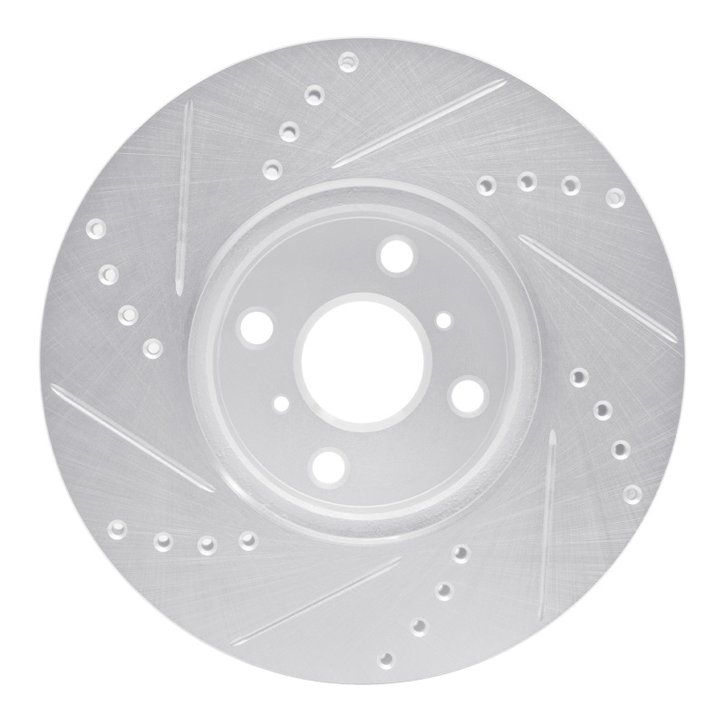 Toyota Yaris Brake Rotor (1) - Front Right - R1 Concepts - Drilled & Slotted - Silver - `12-`18